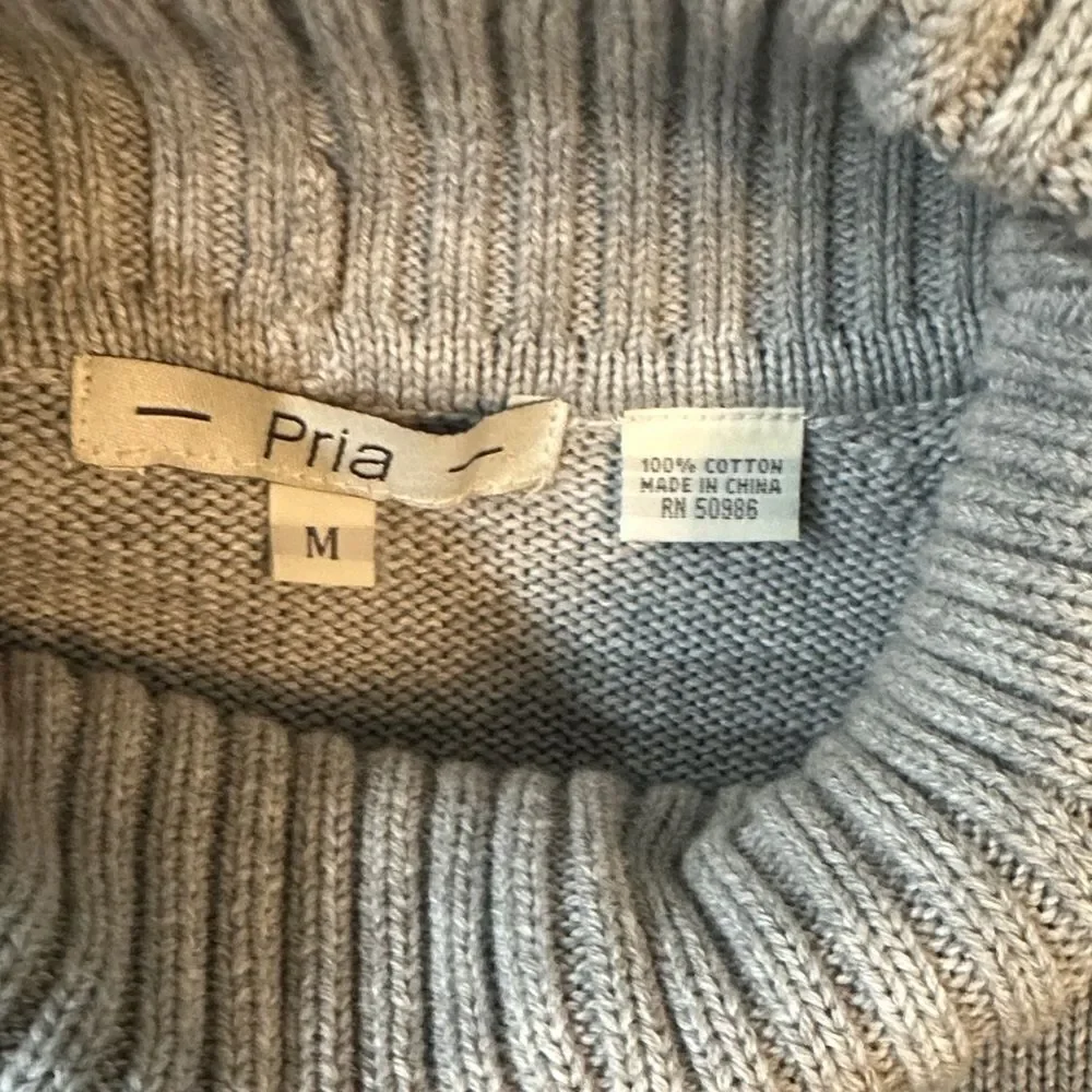 Pria Gray Cotton Turtleneck Sweater Size Medium